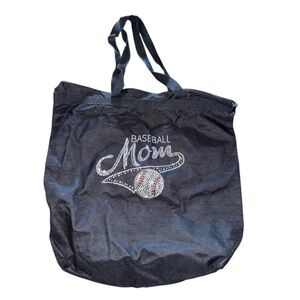 Baseball mom canvas tote bag